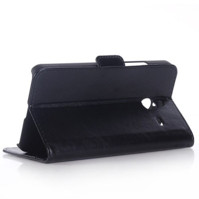 Microsoft Lumia 640 XL atverčiamas juodas odinis dėklas - piniginė / Priedai.lt