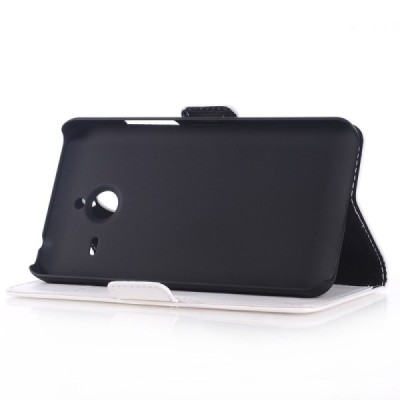 Microsoft Lumia 640 XL atvēramais ādas balts maciņš (maks) / Vacins.lv