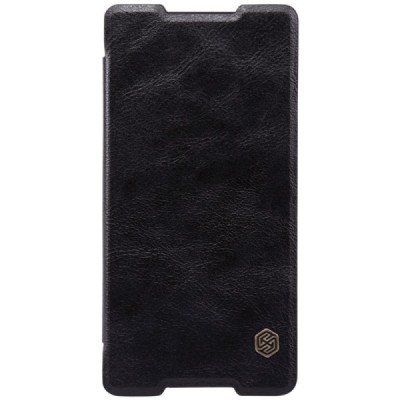 Greznais „Nillkin“ Qin sērijas ādas atvērams melns Sony Xperia Z3+ Plius maciņš / Vacins.lv
