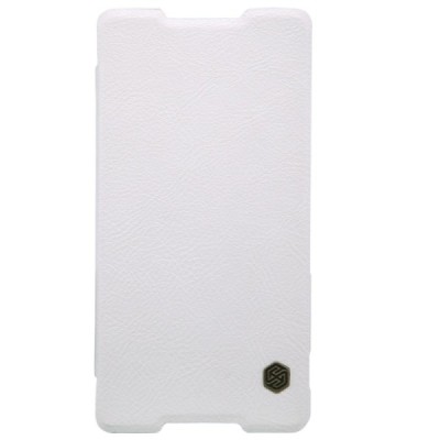 Prabangus „Nillkin“ Qin serijos baltas odinis atverčiamas Sony Xperia Z3+ Plius dėklas / Priedai.lt