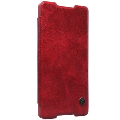 Prabangus „Nillkin“ Qin serijos raudonas odinis atverčiamas Sony Xperia Z3+ Plius dėklas / Priedai.lt
