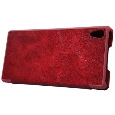 Prabangus „Nillkin“ Qin serijos raudonas odinis atverčiamas Sony Xperia Z3+ Plius dėklas / Priedai.lt