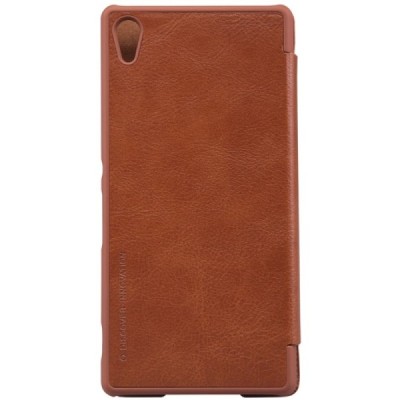 Greznais „Nillkin“ Qin sērijas ādas atvērams brūns Sony Xperia Z3+ Plius maciņš / Vacins.lv