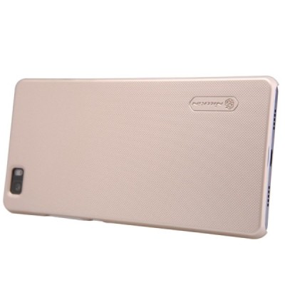 Huawei P8 Lite Nillkin Frosted Shield auksinis plastikinis dėklas + apsauginė ekrano plėvelė / Priedai.lt