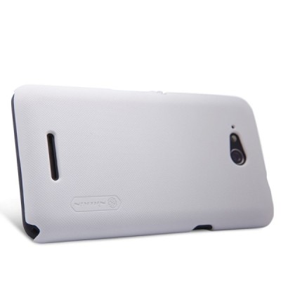 Sony Xperia E4g Nillkin Frosted Shield balts plastmasas apvalks + ekrāna aizsargplēve / Vacins.lv