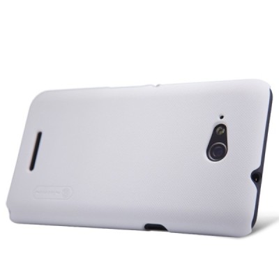 Sony Xperia E4g Nillkin Frosted Shield balts plastmasas apvalks + ekrāna aizsargplēve / Vacins.lv
