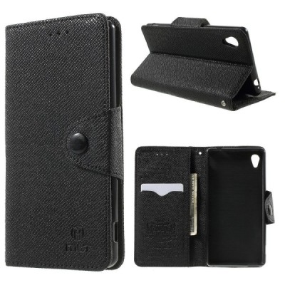 Sony Xperia M4 Aqua MLT atverčiamas juodas dėklas - knygutė / Priedai.lt