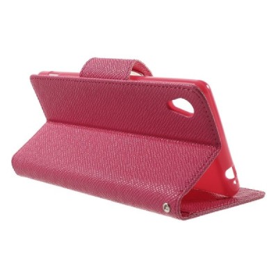 Sony Xperia M4 Aqua MLT atverčiamas tamsiai rožinis dėklas - knygutė / Priedai.lt