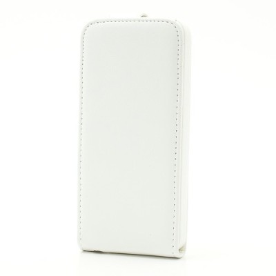 Apple iPhone 5, 5S klasisks ādas vertikāli atvēramais balts futrālis / Vacins.lv