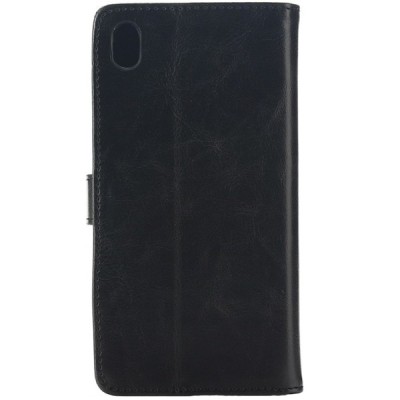 Sony Xperia M4 Aqua atvēramais ādas melns retro maciņš (maks) / Vacins.lv