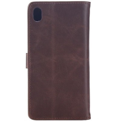 Sony Xperia M4 Aqua atvēramais ādas tumši brūns retro maciņš (maks) / Vacins.lv