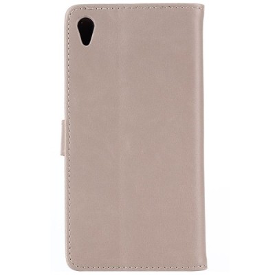 Sony Xperia Z3+ Plius atverčiamas smėlio spalvos odinis retro dėklas - piniginė / Priedai.lt