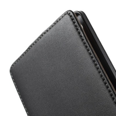 Sony Xperia Z3+ Plius klasikinis vertikaliai atverčiamas juodas odinis dėklas / Priedai.lt
