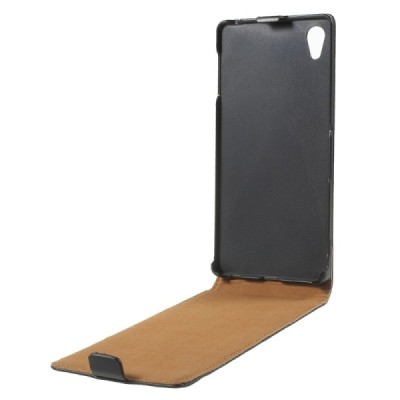 Sony Xperia Z3+ Plius klasikinis vertikaliai atverčiamas juodas odinis dėklas / Priedai.lt