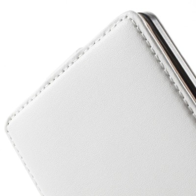 Sony Xperia Z3+ Plius klasikinis vertikaliai atverčiamas baltas odinis dėklas / Priedai.lt