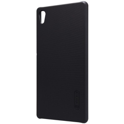 Sony Xperia Z3+ Plius Nillkin Frosted Shield juodas plastikinis dėklas + apsauginė ekrano plėvelė / Priedai.lt