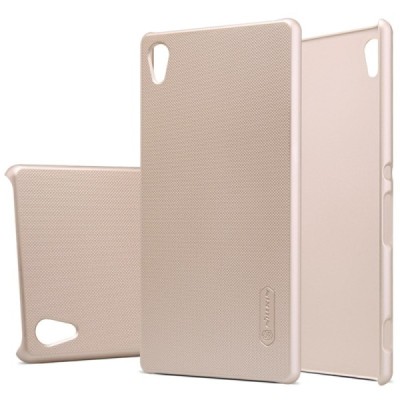 Sony Xperia Z3+ Plius Nillkin Frosted Shield auksinis plastikinis dėklas + apsauginė ekrano plėvelė / Priedai.lt