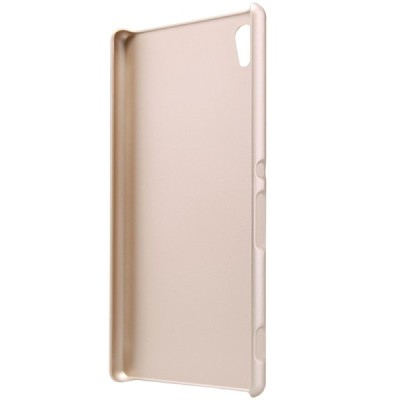 Sony Xperia Z3+ Plius Nillkin Frosted Shield auksinis plastikinis dėklas + apsauginė ekrano plėvelė / Priedai.lt