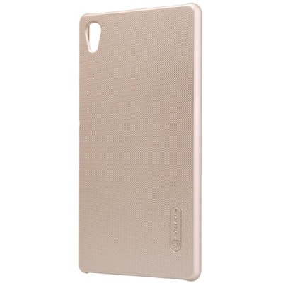 Sony Xperia Z3+ Plius Nillkin Frosted Shield auksinis plastikinis dėklas + apsauginė ekrano plėvelė / Priedai.lt