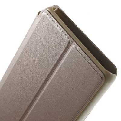 Huawei P8 Lite zelta atvēramais Smart Window ādas maciņš / Vacins.lv