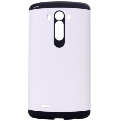 Sustiprintos apsaugos LG G3 D855 (D850, D851) baltas kieto silikono (TPU) ir plastiko dėklas / Priedai.lt