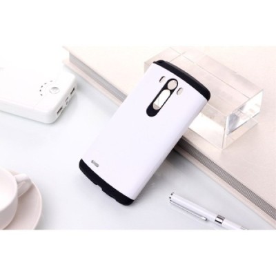 Sustiprintos apsaugos LG G3 D855 (D850, D851) baltas kieto silikono (TPU) ir plastiko dėklas / Priedai.lt