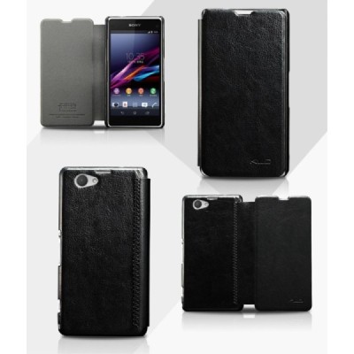 Sony Xperia Z1 Compact „Kalaideng“ Enland ādas atvēramais melns maciņš / Vacins.lv