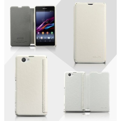 „Kalaideng“ Enland Sony Xperia Z1 Compact baltas odinis atverčiamas dėklas / Priedai.lt