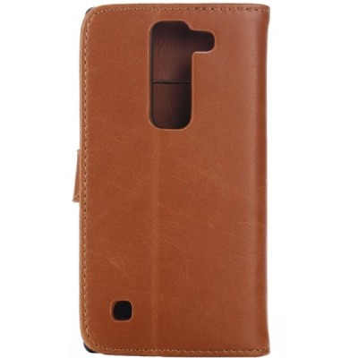 LG Spirit 4G Lte atvēramais ādas gaiši brūns retro maciņš (maks) / Vacins.lv