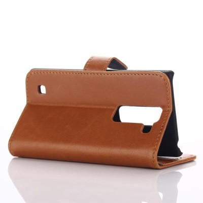 LG Spirit 4G Lte atvēramais ādas gaiši brūns retro maciņš (maks) / Vacins.lv