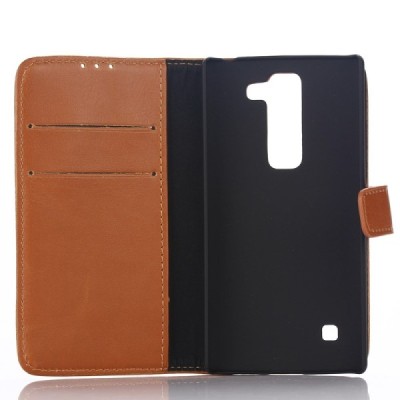 LG Spirit 4G Lte atvēramais ādas gaiši brūns retro maciņš (maks) / Vacins.lv