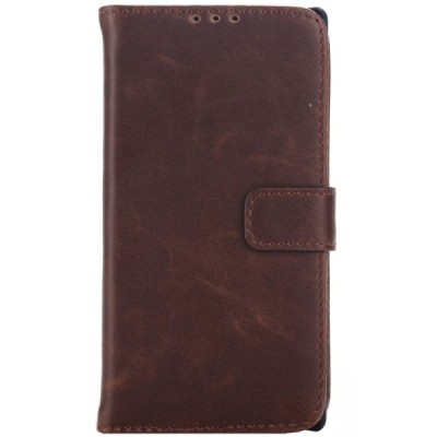 LG Spirit 4G Lte atvēramais ādas tumši brūns retro maciņš (maks) / Vacins.lv