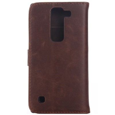 LG Spirit 4G Lte atvēramais ādas tumši brūns retro maciņš (maks) / Vacins.lv