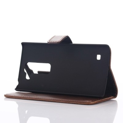 LG Spirit 4G Lte atvēramais ādas tumši brūns retro maciņš (maks) / Vacins.lv