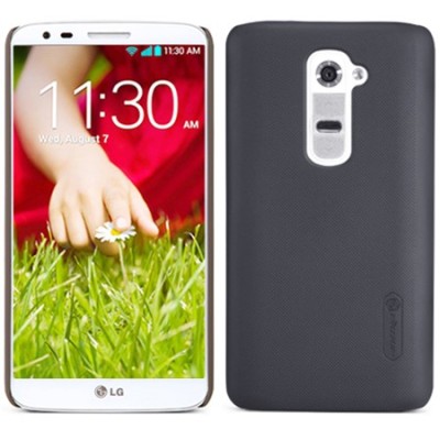 LG G2 Nillkin Frosted Shield melns plastmasas futrālis + ekrāna aizsargplēve / Vacins.lv