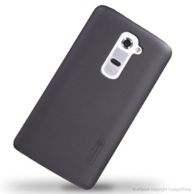 LG G2 Nillkin Frosted Shield melns plastmasas futrālis + ekrāna aizsargplēve / Vacins.lv
