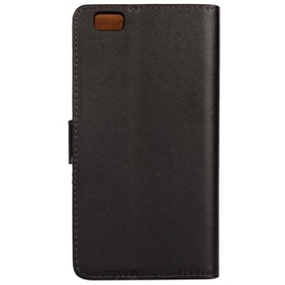 Huawei P8 Lite atverčiamas juodas odinis dėklas - piniginė | Priedai.lt