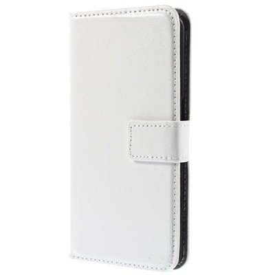 Huawei P8 Lite atverčiamas baltas odinis dėklas - piniginė / Priedai.lt