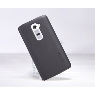 LG G2 Nillkin Frosted Shield melns plastmasas futrālis + ekrāna aizsargplēve / Vacins.lv