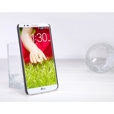 LG G2 Nillkin Frosted Shield melns plastmasas futrālis + ekrāna aizsargplēve / Vacins.lv