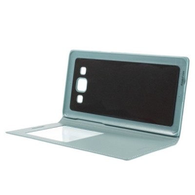 Samsung Galaxy A5 gaiši zils atvēramais Smart Window ādas maciņš / Vacins.lv