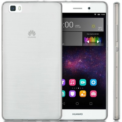 Huawei P8 Lite skaidrus (permatomas) kieto silikono TPU ploniausias pasaulyje pilkas dėklas / Priedai.lt