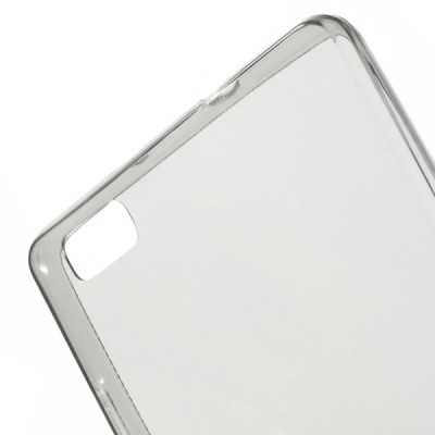 Huawei P8 Lite skaidrus (permatomas) kieto silikono TPU ploniausias pasaulyje pilkas dėklas / Priedai.lt