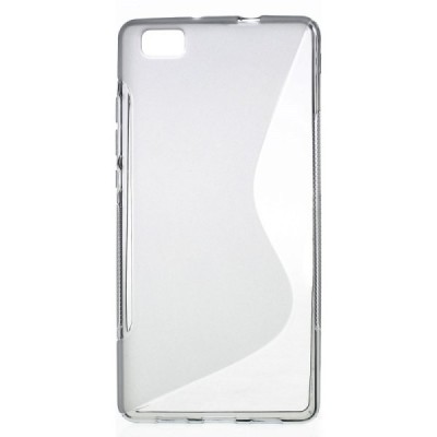 Huawei P8 Lite skaidrus (permatomas) kieto silikono TPU pilkas dėklas - nugarėlė / Priedai.lt