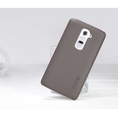 LG G2 Nillkin Frosted Shield brūns plastmasas futrālis + ekrāna aizsargplēve / Vacins.lv