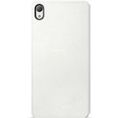 Oficialius Sony Xperia Z3+ Plus Style Cover Window baltas atverčiamas dėklas SCR30 / Priedai.lt