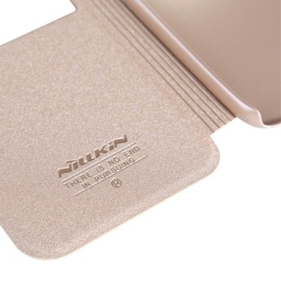 Samsung Galaxy S6 (G920) auksinis odinis atverčiamas Nillkin Sparkle dėklas / Priedai.lt