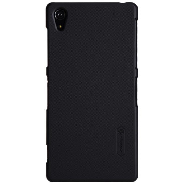 „Nillkin“ Frosted Shield dėklas - juodas + apsauginė ekrano plėvelė (Xperia Z2)