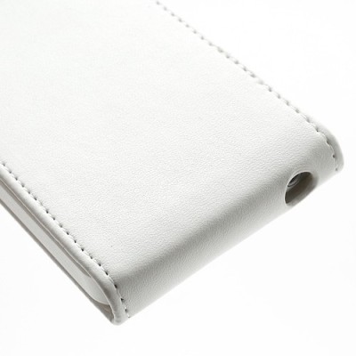 Apple iPhone 5, 5S klasisks ādas vertikāli atvēramais balts futrālis / Vacins.lv