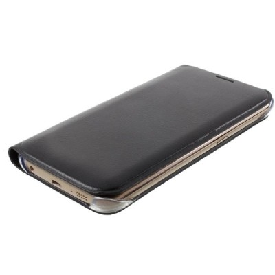 Samsung Galaxy S6 Edge melns atvēramais Smart Wallet ādas maciņš - maks / Vacins.lv